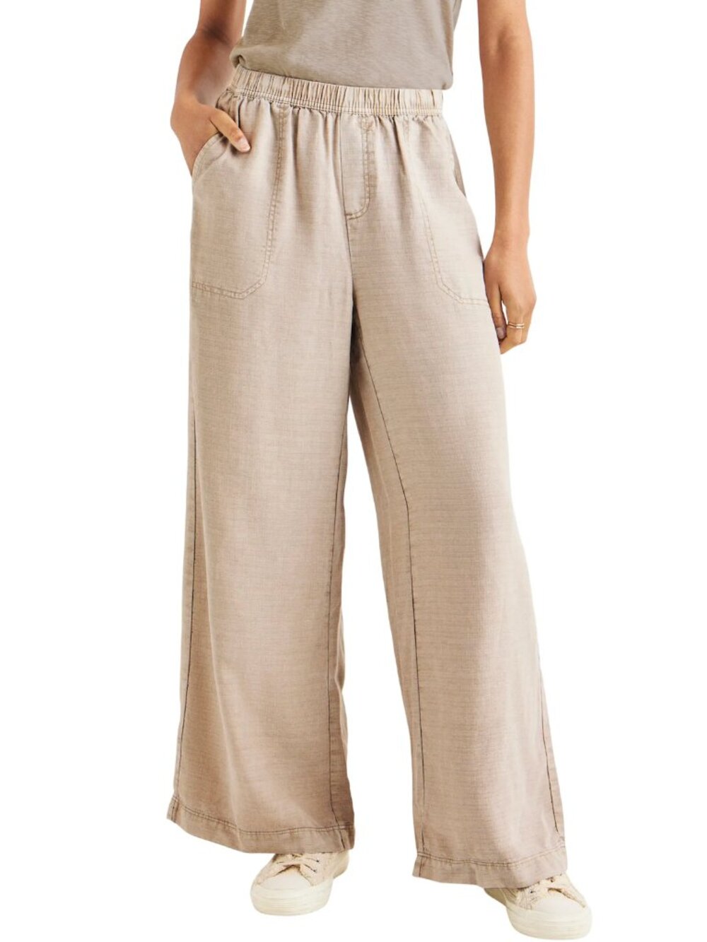 Splendid Angie Palazzo Pants Fawn Linen Blend Wide Leg NWT M